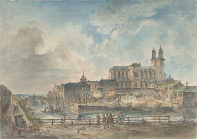 Widok katedry w Uppsali od północy, XVIII-początek XIX wieku. autorstwa Elias Martin
