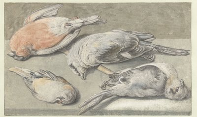 Martwa natura z czterema martwymi ptakami autorstwa Elias Vonck