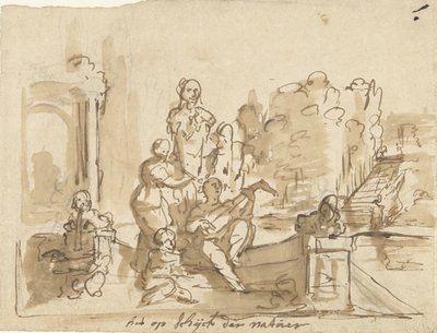 Alegoria z muzykującymi figurami w ogrodzie autorstwa Elias van Nijmegen