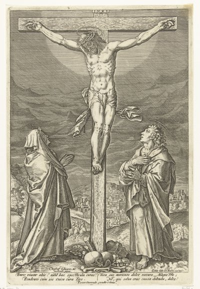Chrystus na krzyżu z Maryją i Janem Chrzcicielem Męka Chrystusa (tytuł serii) autorstwa Elias van den Bossche