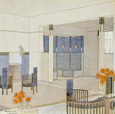 Projekt dla kobiecego salonu, od „Moderne Bauformen” autorstwa Eliel Saarinen