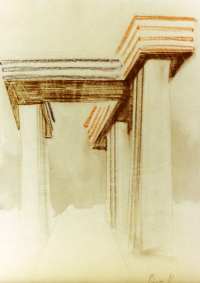 Rysunek projektowy dla proponowanego budynku wolkenbugel (żelazo z chmury) autorstwa el lissitzky