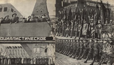 Ilustracja z ZSRR buduje socjalizm, 1933. autorstwa Eliezer Markowich Lissitzky