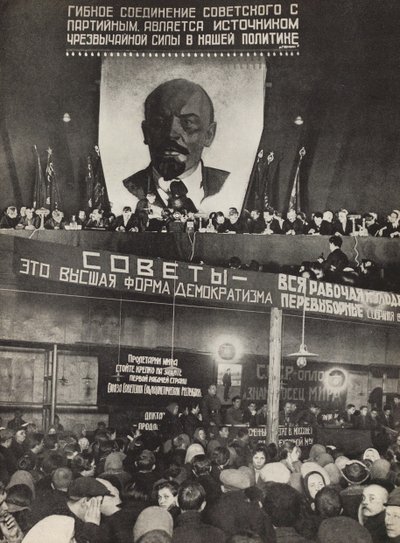 Sowieci - najwyższa forma demokracji. Ilustracja z ZSRR buduje socjalizm, 1933. autorstwa Eliezer Markowich Lissitzky