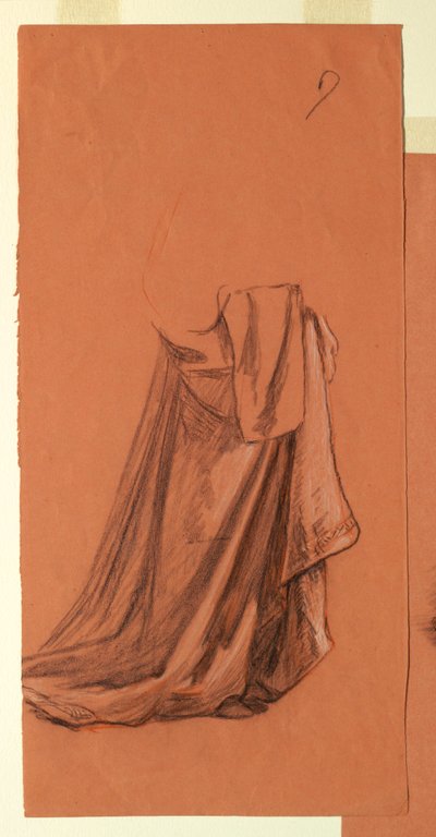 Rysunek, draperia (studium do obrazu olejnego "Procesja weselna" lub "Taniec", 1872-79) autorstwa Elihu Vedder