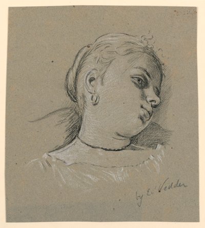 Rysunek, Głowa włoskiej dziewczynki, ok. 1885 r. autorstwa Elihu Vedder