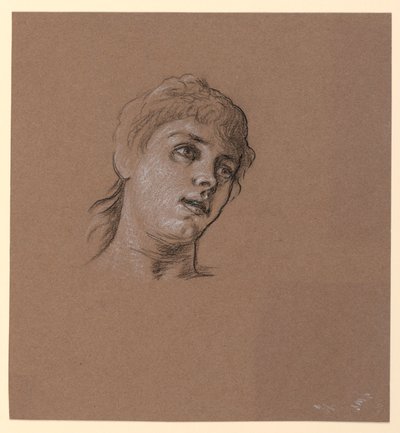 Rysunek, szkic portretowy młodej dziewczyny, ok. 1885 r. autorstwa Elihu Vedder