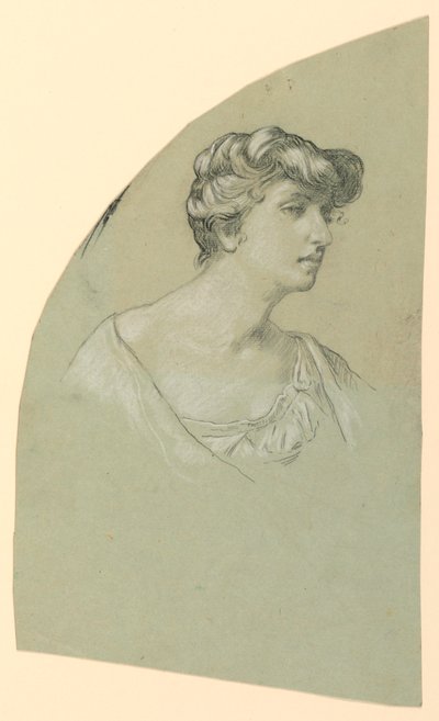 Rysunek, szkic portretowy młodej kobiety, ok. 1885 r. autorstwa Elihu Vedder