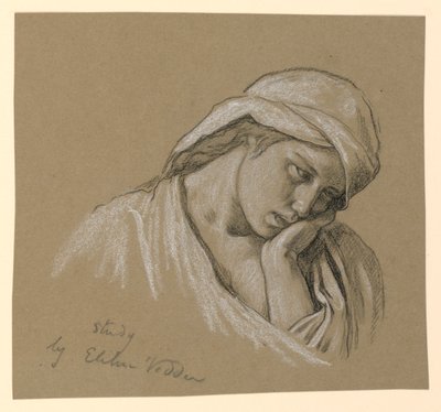 Rysunek, Portret postaci w kostiumie, ok. 1885 r. autorstwa Elihu Vedder