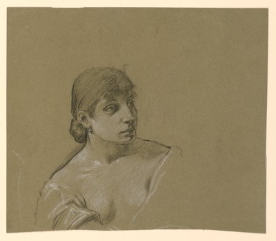 Rysunek, Portret młodej kobiety, ok. 1885 r. autorstwa Elihu Vedder