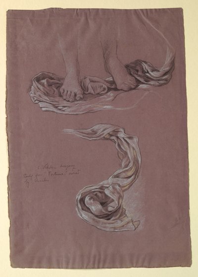 Rysunek, Studium draperii "Fortuna", ok. 1877 r. autorstwa Elihu Vedder