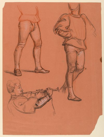 Rysunek, szczegóły męskich postaci, ok. 1885 r. autorstwa Elihu Vedder