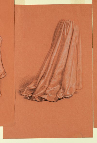 Rysunek, draperia (studium do obrazu olejnego "Procesja weselna"), ok. 1872 r. autorstwa Elihu Vedder