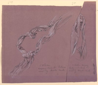 Rysunek, studium draperii dla postaci "Fortuny", ok. 1877 r. autorstwa Elihu Vedder