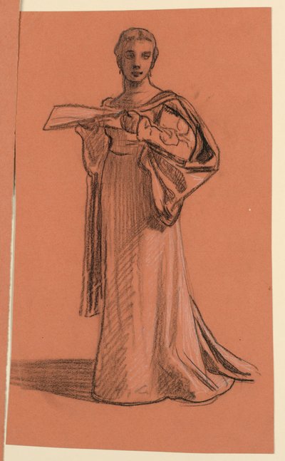 Rysunek, studium postaci w "Procesji weselnej", ok. 1872 r. autorstwa Elihu Vedder