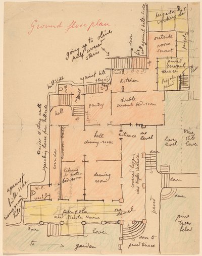 Plan parteru dla Torre Quattro Venti autorstwa Elihu Vedder