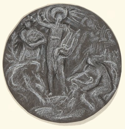 Studium dla Centre Tondo of Huntington Ceiling: Apollo i cztery pory roku autorstwa Elihu Vedder