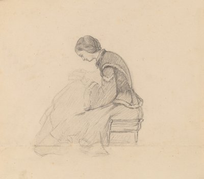 Studium czytającej dziewczyny, c. 1858. autorstwa Elihu Vedder