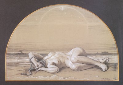 Martwa Meduza (kreda na papierze) autorstwa Elihu Vedder