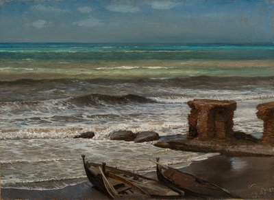 Fale w Palo 1874 (olej na tekturze, zamontowany na płótnie) autorstwa Elihu Vedder