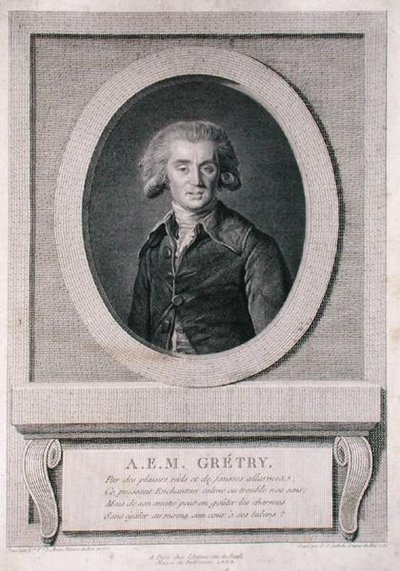 Andre Ernest Modeste Gretry (1741-1813) grawerowane przez Louisa Jacquesa Cathelina (1738-1804) 1786 (grafika) autorstwa Elisabeth Louise (after) Vigee Lebrun