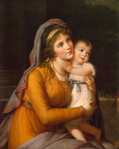 Portret baronowej Anny Siergiejewny Stroganowej 1765-1824 z synem, ok. 1930 r. 1800 autorstwa Elisabeth Louise Vigee-Lebrun
