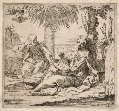Odpoczynek podczas lotu do Egiptu autorstwa Elisabetta Sirani