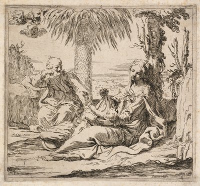 Odpocznij w locie do Egiptu. autorstwa Elisabetta Sirani
