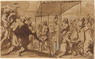 Uzdrowienie opętanego chłopca w procesji Volto Santo autorstwa Elisabetta Sirani