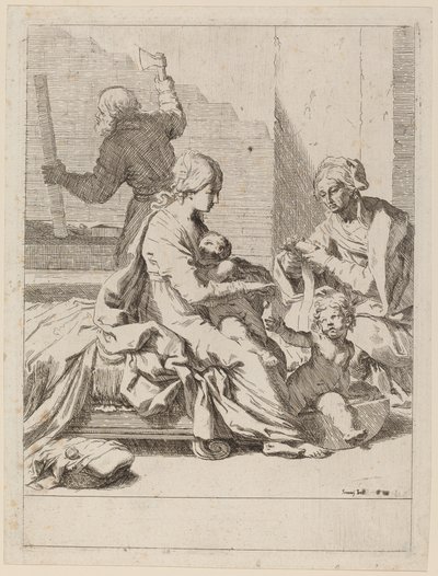 Święta Rodzina ze św. Elżbietą i św. Janem Chrzcicielem autorstwa Elisabetta Sirani