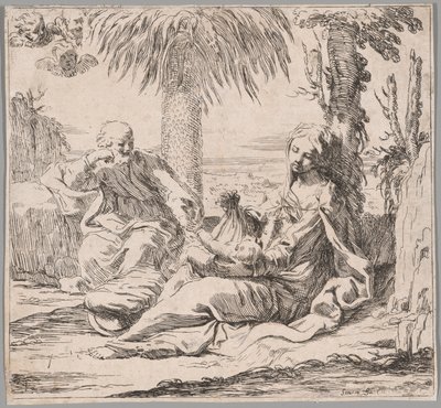 Reszta podczas lotu do Egiptu autorstwa Elisabetta Sirani