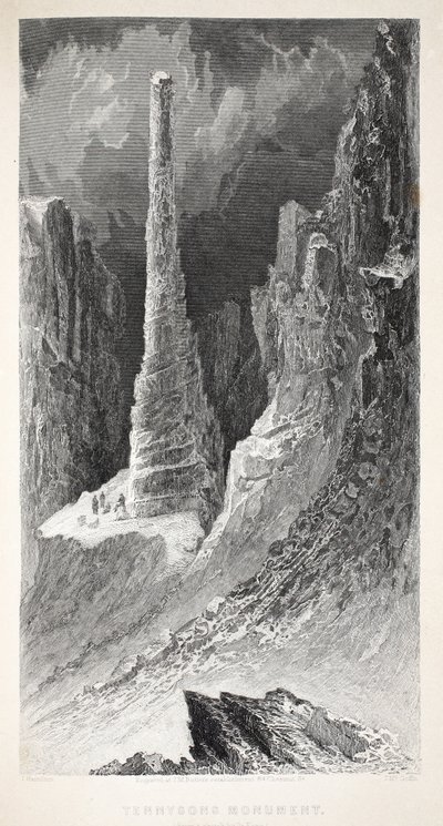 Pomnik Tennysona, ilustracja z „Drugiej wyprawy Grinnell w poszukiwaniu Sir Johna Franklina...”, 1856 autorstwa Elisha Kane