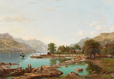 Krajobraz z górami nad jeziorem Maggiore (olej na płótnie) autorstwa Eliza Agnetus Emilius Nijhoff