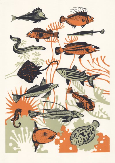 Ryba z wodorostów pomarańczowych, 2015 (sitodruk) autorstwa Eliza Southwood