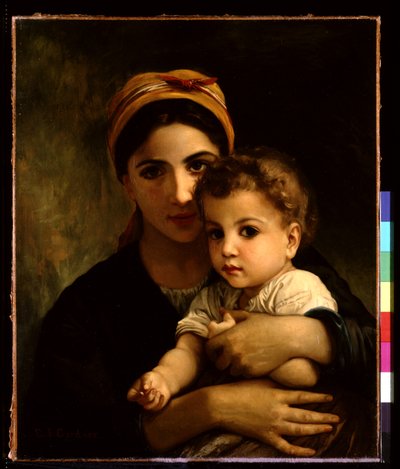 Młoda dziewczyna z dzieckiem (olej na płótnie) autorstwa Elizabeth Jane Gardner Bouguereau