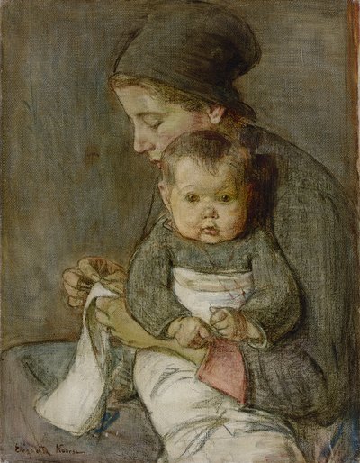 Matka i dziecko (olej na płótnie) autorstwa Elizabeth Nourse