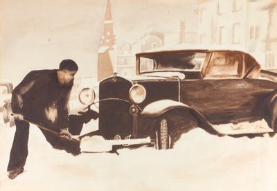 Wykopywanie samochodu, 1934. autorstwa Elizabeth R. Dewey