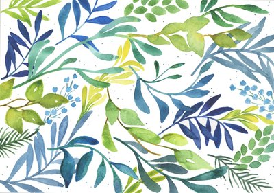 Foliage Medley, 2018 (akwarela) autorstwa Elizabeth Rider