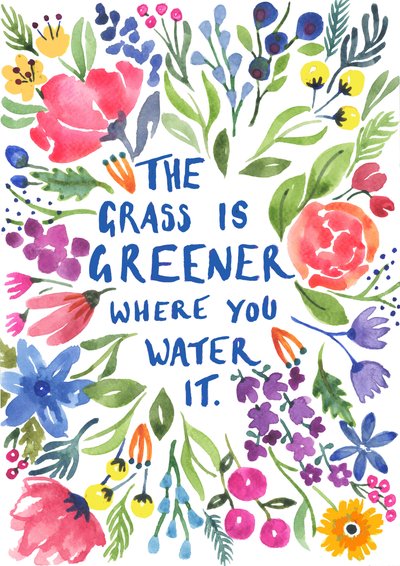 Greener Grass, 2018 (akwarela) autorstwa Elizabeth Rider