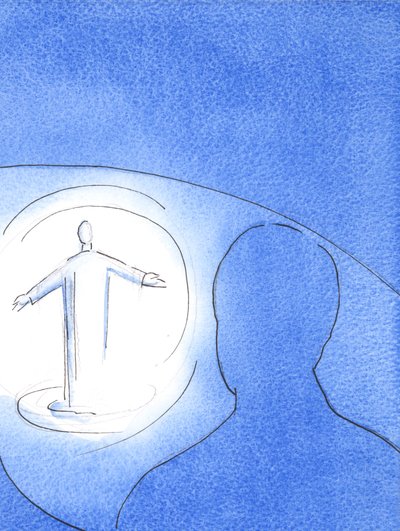 Kiedy Ojciec patrzy dzisiaj na naszą pracę, widzi światło, ponieważ Chrystus, czysty i święty, jest tutaj pośród swojego ludu, 2003 (w/c na papierze) autorstwa Elizabeth Wang