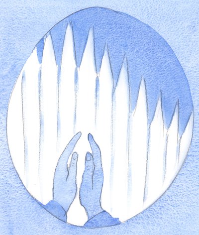 Poprzez częste i żarliwe modlitwy do Matki Bożej budujemy - z Bożej łaski - mocne ogrodzenie, które trzyma szatana na dystans, 2002 (w/c na papierze) autorstwa Elizabeth Wang