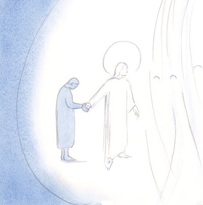 Za moją zgodą Chrystus uczynił moje serce i duszę Swoją domeną, 2000 (w/c na papierze) autorstwa Elizabeth Wang