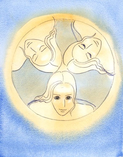 Poprzez ten obraz Pan przypomniał, że Trzy Osoby Boskie to Jeden Bóg - Święty i niepodzielny, 2003 (w/c na papierze) autorstwa Elizabeth Wang