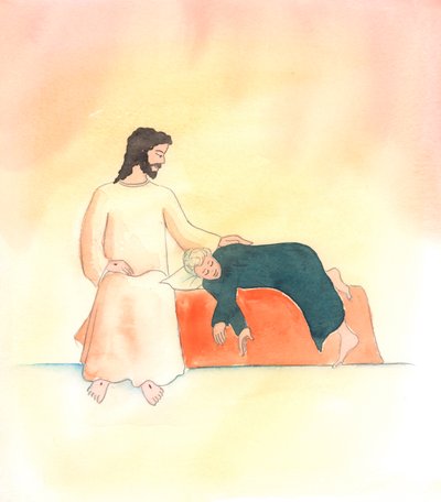 Chrystus jest blisko swoich przyjaciół, w każdych okolicznościach, 2000 (w/c na papierze) autorstwa Elizabeth Wang