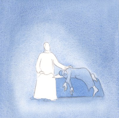 Chrystus jest blisko swoich przyjaciół, w każdych okolicznościach, 2000 (w/c na papierze) autorstwa Elizabeth Wang