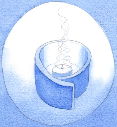Chrystus jest uhonorowany przez nas nie darami, ale naszą zgodą na opróżnienie i oczyszczenie – jak lampa, w której świeci Chrystus, 2002 (w/c na papierze) autorstwa Elizabeth Wang
