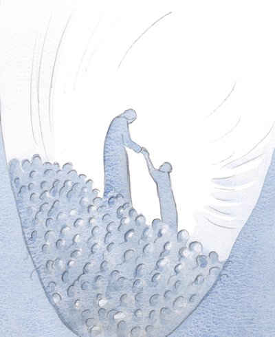 Chrystus podniósł mnie, abym przyłączył się do Jego ofiarowania uwielbienia przed Ojcem, 2000 (w/c na papierze) autorstwa Elizabeth Wang