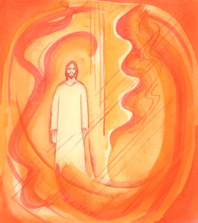 Chrystus, nasz Bóg, jest teraz w niebie w swojej czystości i mocy, 2000 (w/c na papierze) autorstwa Elizabeth Wang