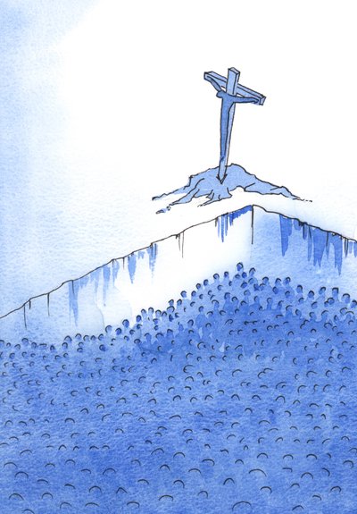Chrystus, nasz brat i Boski Zbawiciel, spłacił dług za nasze grzechy. Uznając Go, wyłaniamy się z naszej „otchłani”, 2002 (w/c na papierze) autorstwa Elizabeth Wang