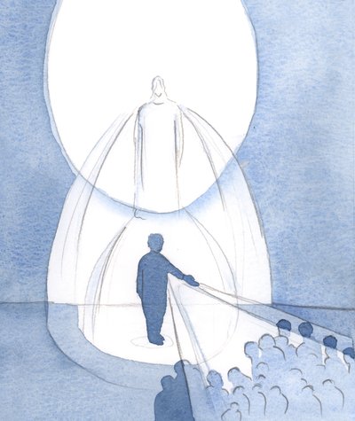 Chrystus pozwala nam promieniować Swoim własnym światłem, niosąc tym samym światło i nadzieję innym, 2000 (w/c na papierze) autorstwa Elizabeth Wang